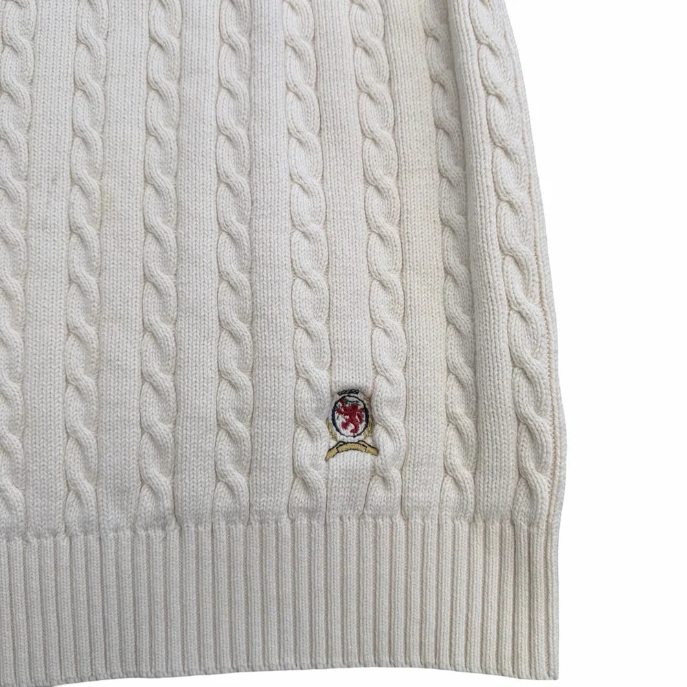 90s Tommy Hilfiger Crest Logo Cable Knit Sweater Vest - Picture 2 of 6
